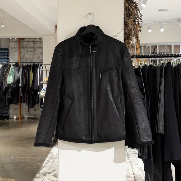 버버리 블랙라벨 블랙 라이더 무스탕