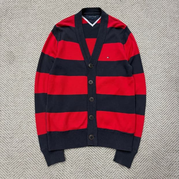 타미힐피거 단가라 로고 가디건 v2707