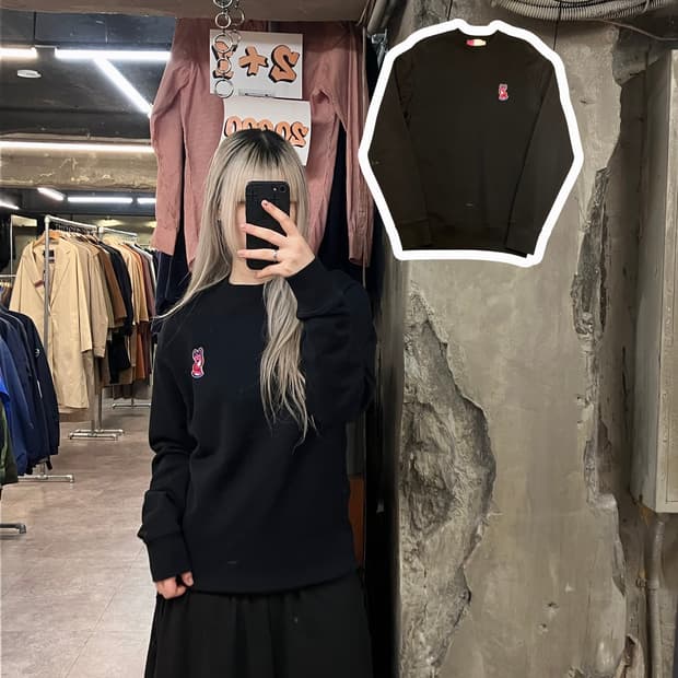 메종키츠네 맨투맨 블랙 XS  #csz3186