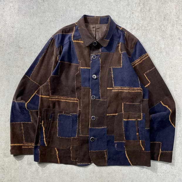 [M] 90s Japanese 일본 빈티지 패치워크 프린팅 자켓