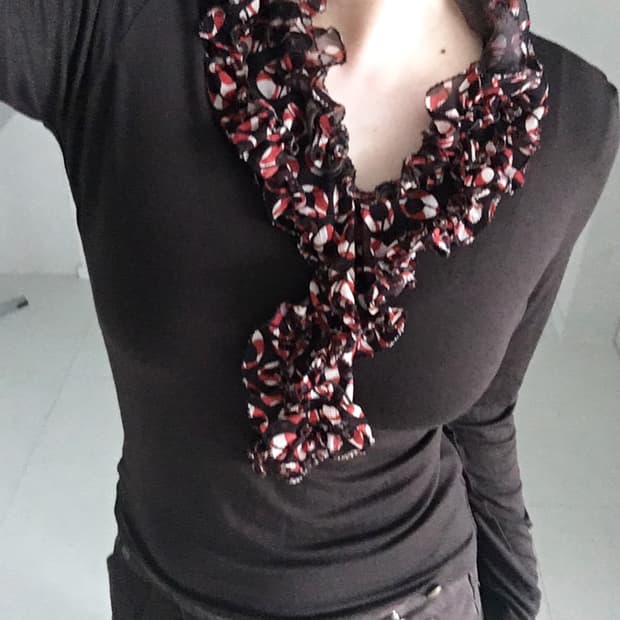 ruffle neck long sleeve top
