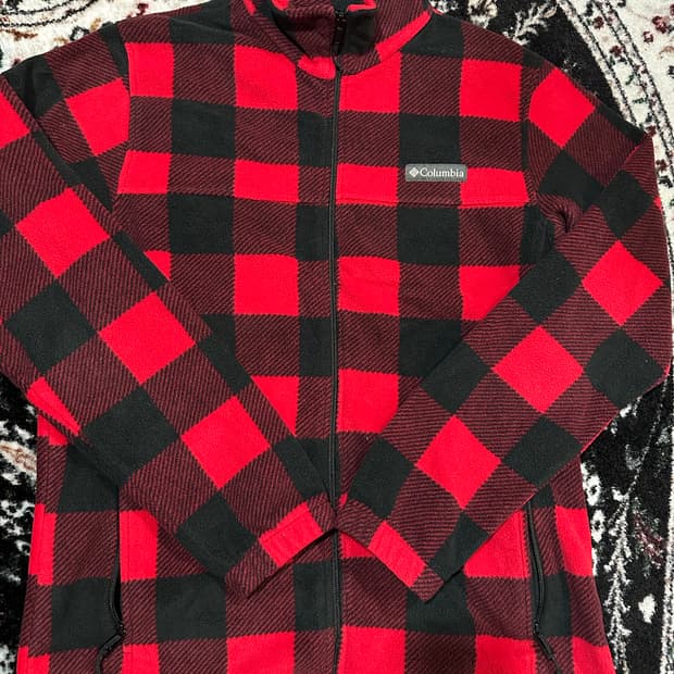 콜롬비아 체크 패턴 플리스 자켓 집업