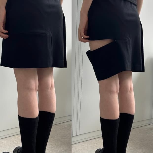 유심 SLIT-ZIP MIDI SKIRT