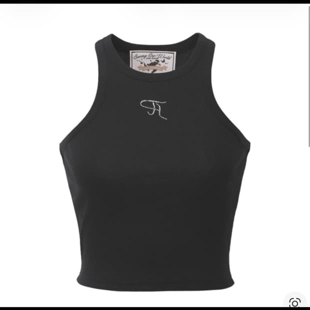 쓰리타임즈 나시 탱크탑 검정 크롭 