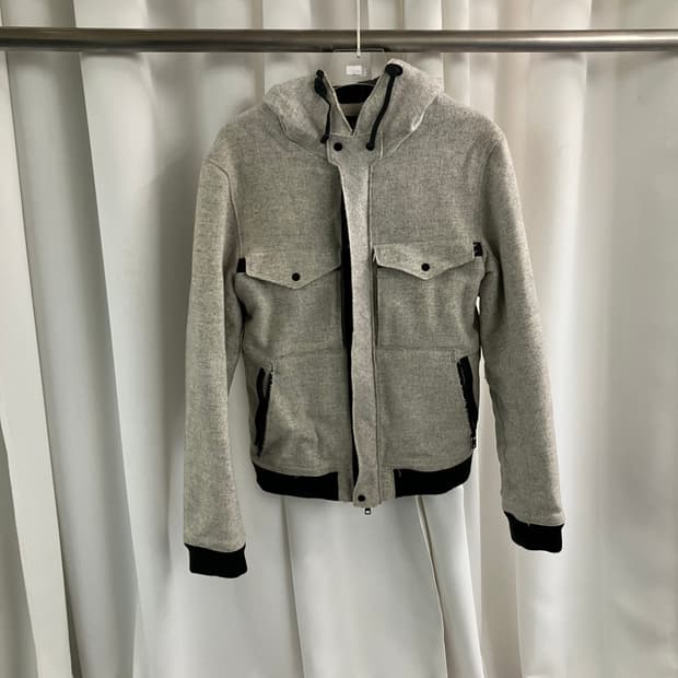 A|X 아르마니 익스체인지 그레이 쉐르파 라인 후드 자켓 S