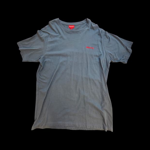 슈프림 스크립트 로고 자수 반팔 티셔츠