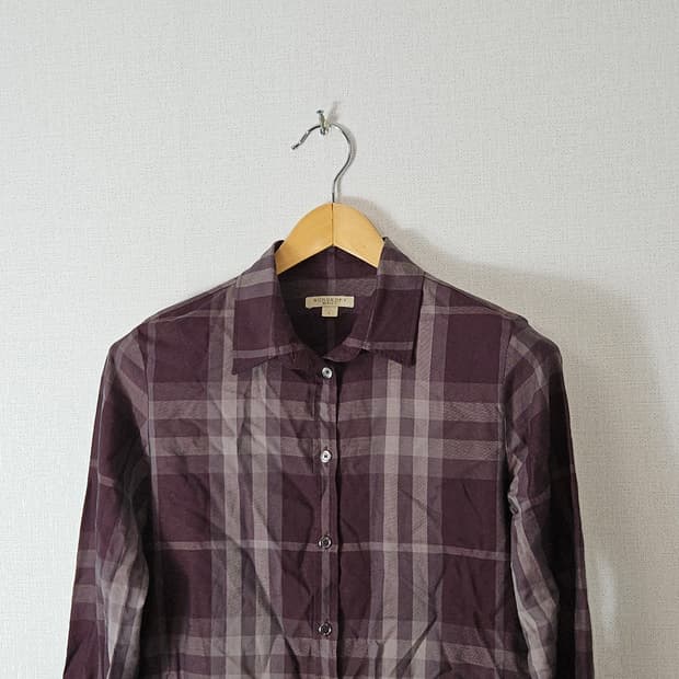 버버리 브릿 정품 와인 체크셔츠 여성 L (백화점 라벨) 거의 새상품