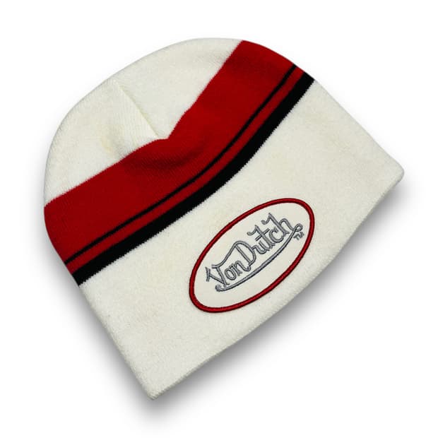 Von dutch Logo patch white beanie