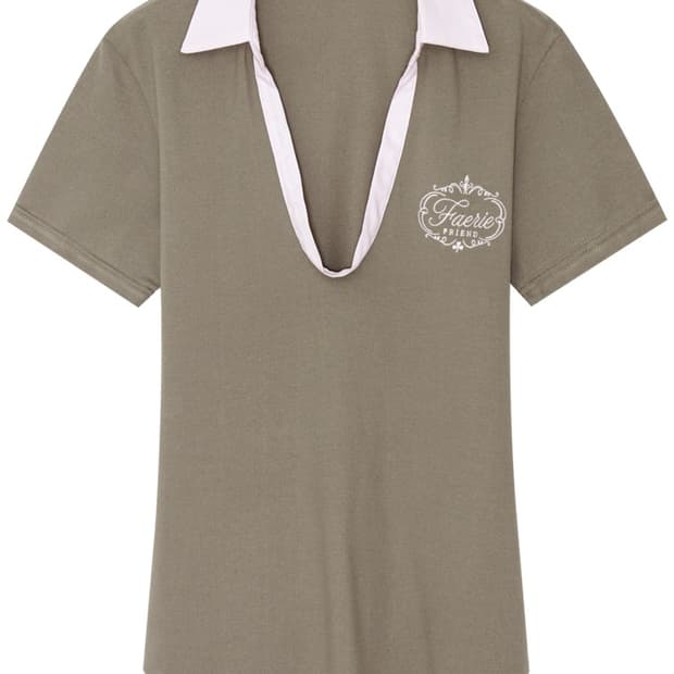 샵페어리 ribbon tie half pk shirt (mocha)