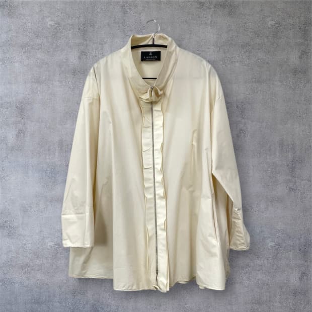 랑방 Lanvin 아이보리 하이넥 프릴 집업 자켓 82-94-160