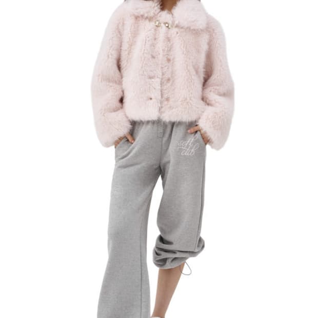 클리시어 홀리데이 블랭킷 핑크 퍼자켓