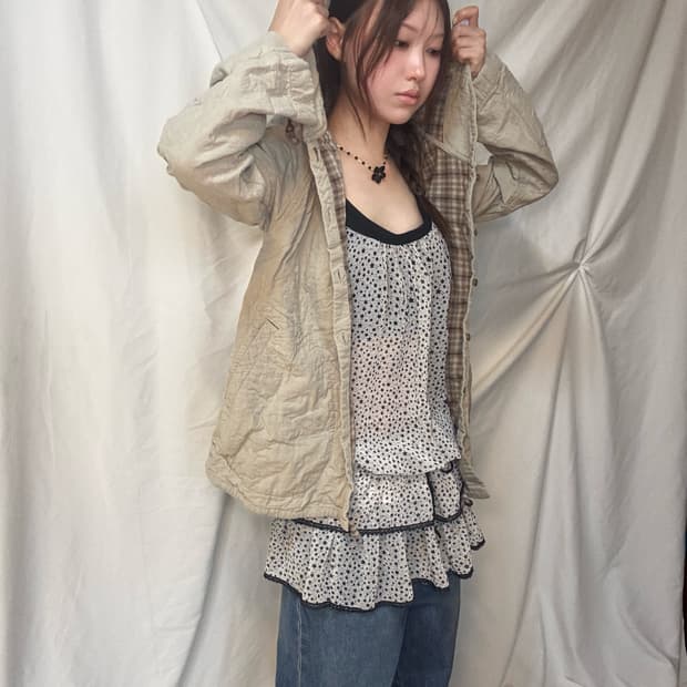 모리걸 체크 자켓