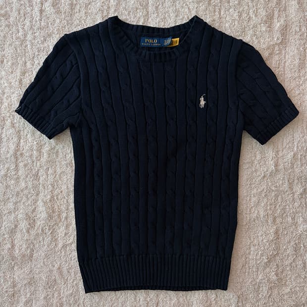 폴로 랄프 로렌 케이블 반팔 니트