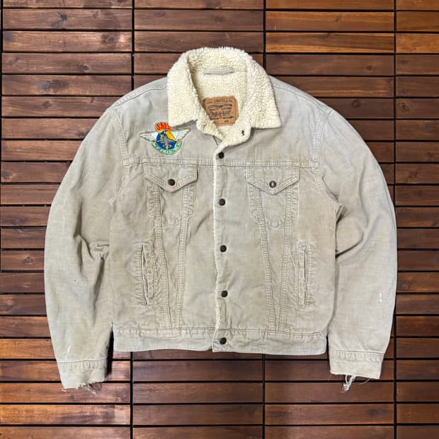 90s 리바이스 더티 에이징 쉐르파 트러커 자켓 made in ITALY