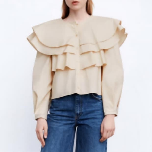 [66]자라 러플 팝린 셔츠