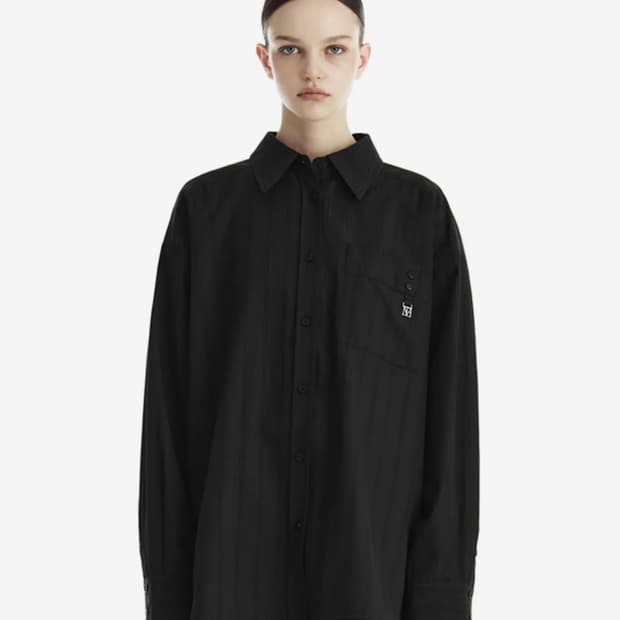 트리밍버드 Stripe Multi Tuck Oversized Shirt 