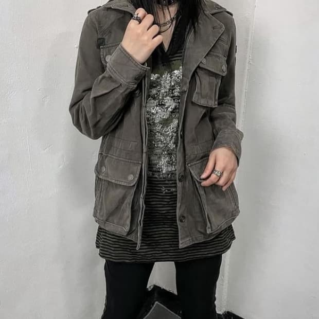 밀리터리 카키 자켓