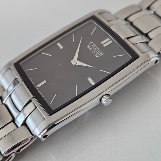 빈티지 시티즌 에코드라이브 사각 메탈 시계