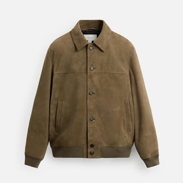 자라 오리진스 Origins 스웨이드 가죽 버튼 점퍼 가죽자켓 L