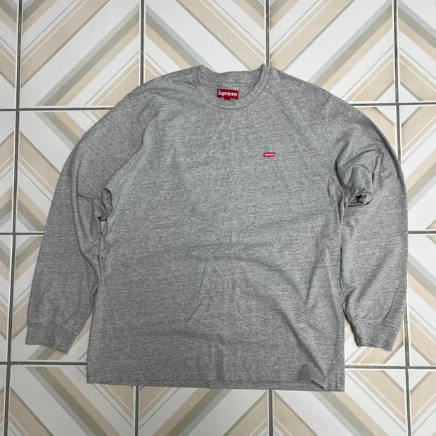 슈프림 스몰 박스로고 롱슬리브 헤더그레이 L / 포르투갈 생산