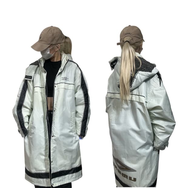 엄브로 민트 빅 로고 돕바 롱패딩 점퍼 올드스쿨 후드 자켓 M