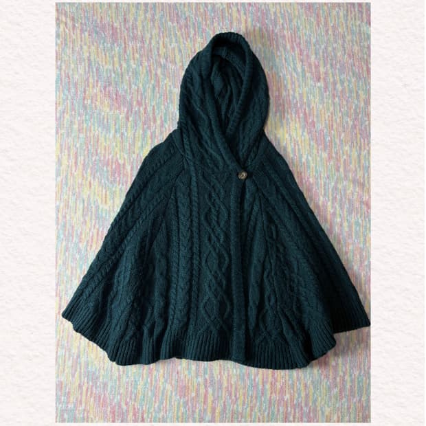 청록 니트 케이프 