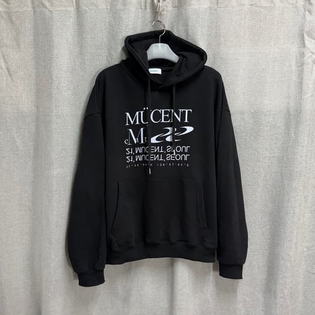 [루즈핏] 무센트 MUCENT 블랙 긴팔 후드티