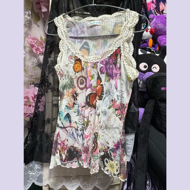 로맨틱 페어리 무드 오리엔탈 슬리브리스 빈티지 펑크 나시