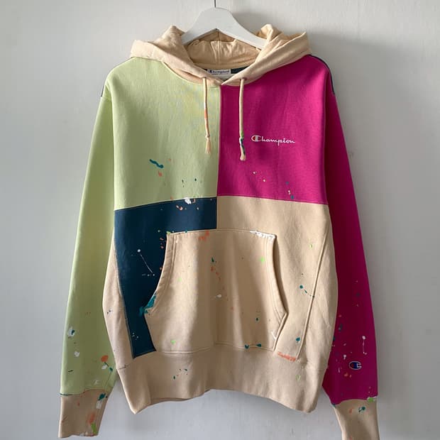 챔피온 리버스위브 컬러풀 페인팅 후드티