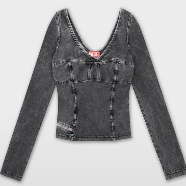 디젤 T-엘린 티셔츠 롱슬리브 블랙