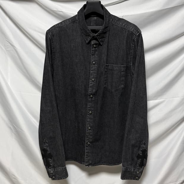 [S+급/L] 크롬하츠 레더패치 데님 셔츠 자켓