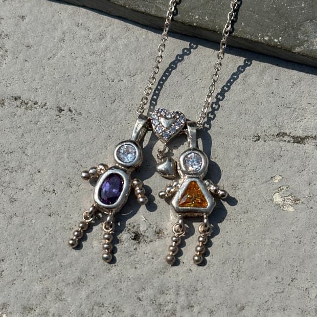 Vintage Boy & Girl Figure Double Charm 9