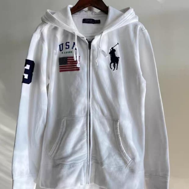 폴로 빅포니 성조기 후드집업(화이트)