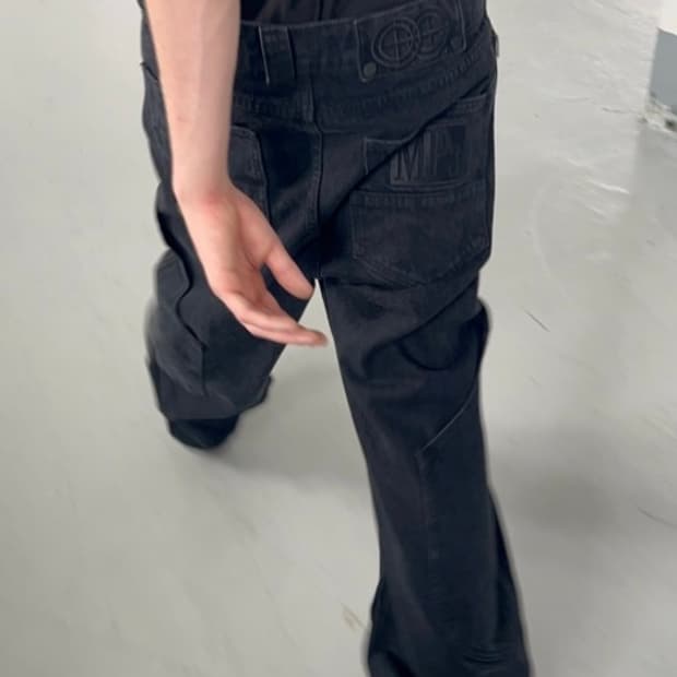 [S] 플라스틱프로덕트 카프 포켓 팬츠  블랙 Calf  pants