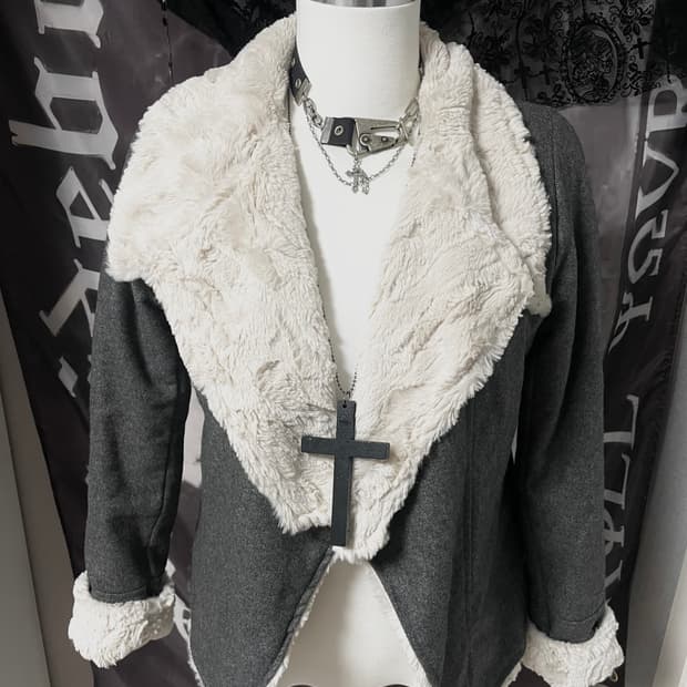 00s 핀터레스트 빈티지오네갸루드레이프퍼무스탕자켓 그런지페어리리즈리사마즈