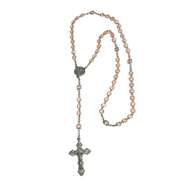 빈티지 로자리오 십자가 엔틱 고스 로리 갸루 크리스탈 비즈 드롭 목걸이