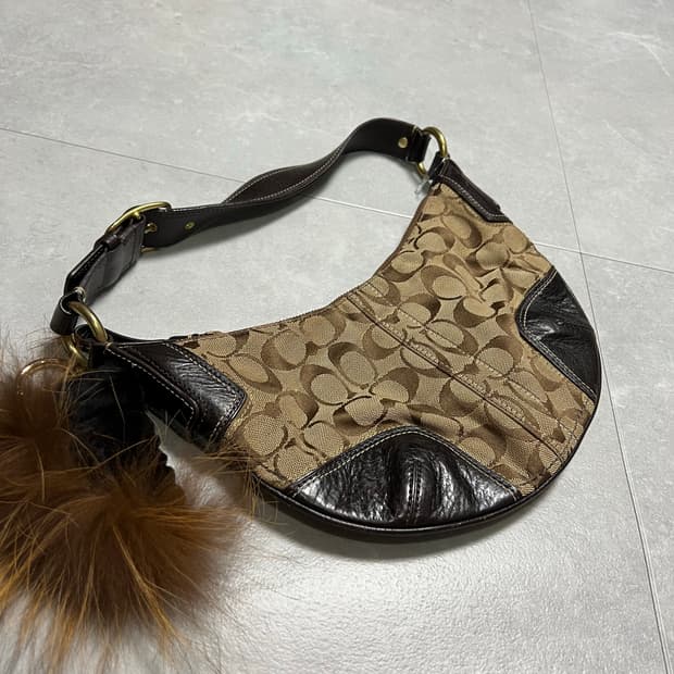 코치 시그니처 호보백 브라운