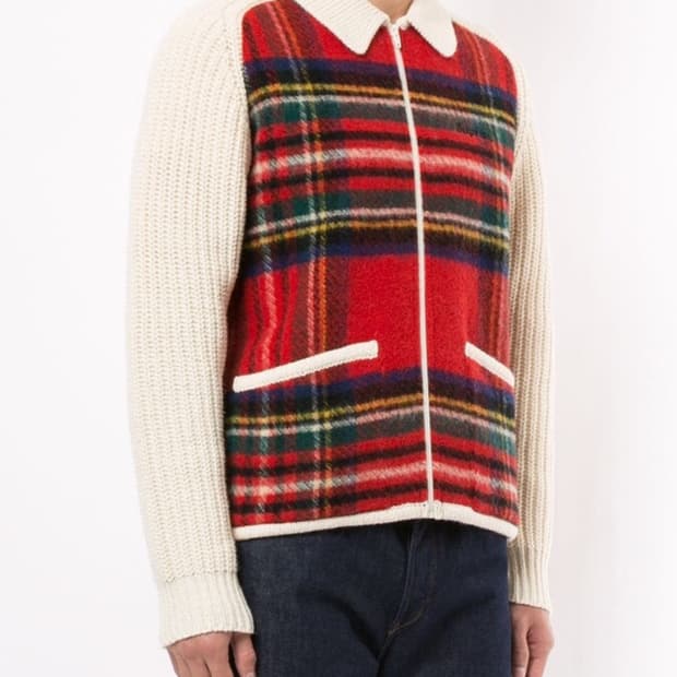 슈프림 플레이드 집업 스웨터 