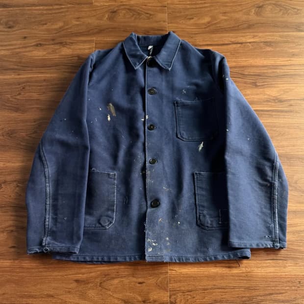 [XL]70's 빈티지 페인팅 몰스킨 프렌치 워크자켓