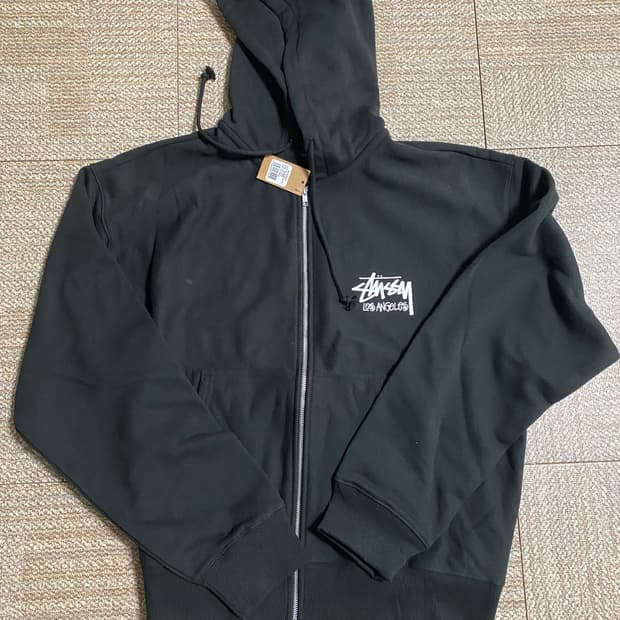 스투시 집업 후드티 - 로스앤젤레스 LA 엑스라지 블랙