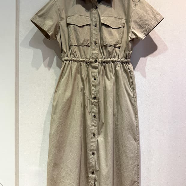 GU Beige Drawstring Shirt Dress