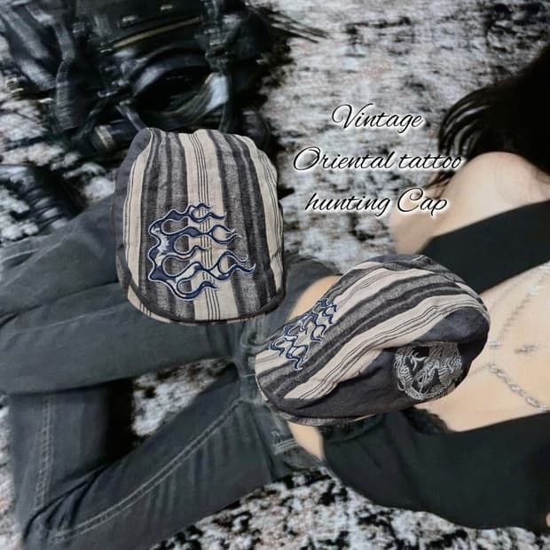 Vintage Oriental tattoo hunting Cap