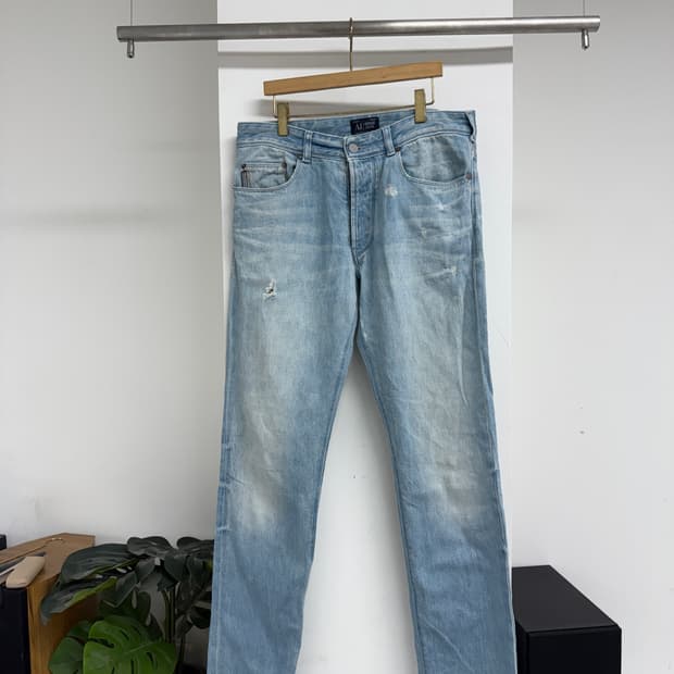 아르마니 진 연청 데님 팬츠