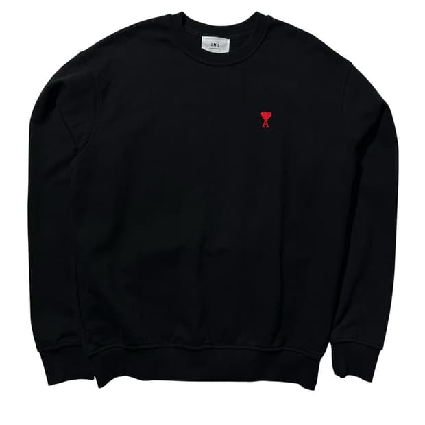 아미 하트로고 맨투맨 블랙