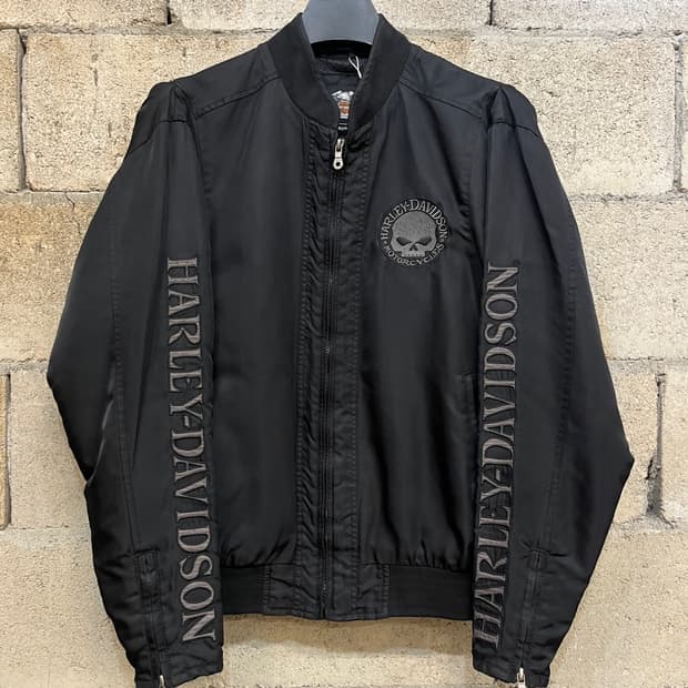 할리 데이비슨 스컬 나일론 봄버 자켓