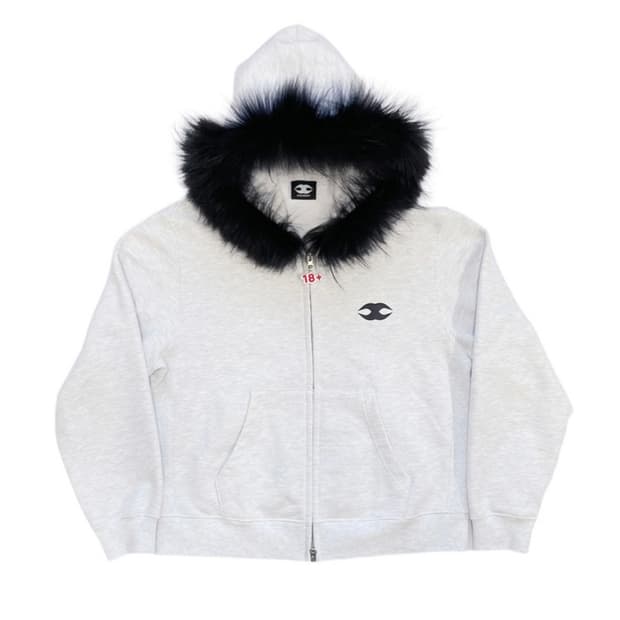 mosaic society FUR HOODIE LIGHT GREY
