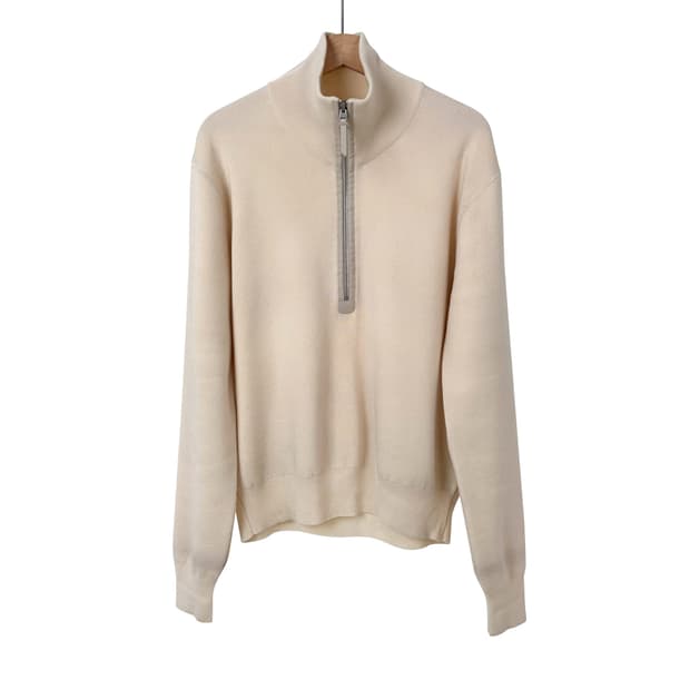 [52] 톰포드 헤비 울 하프 집업 니트 아이보리