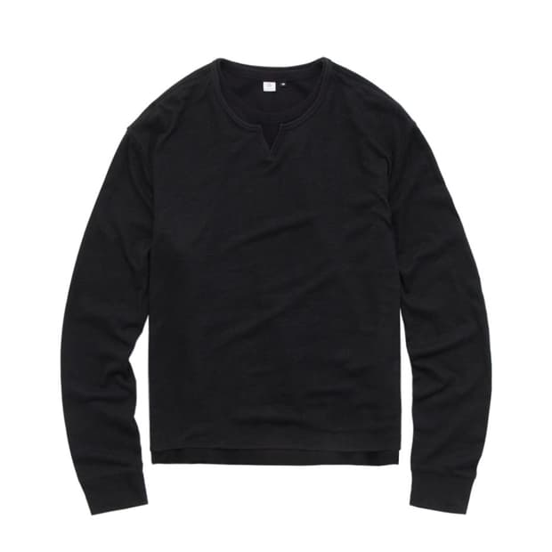 2) 폴리테루 루트 넥 크롭 롱 슬리브 블랙