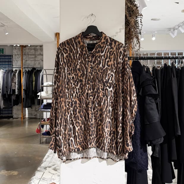 r13 레오파드 프린트 실크 오버사이즈 카우보이 셔츠