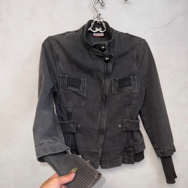 Max&Co grey denim buckled wamer jacket